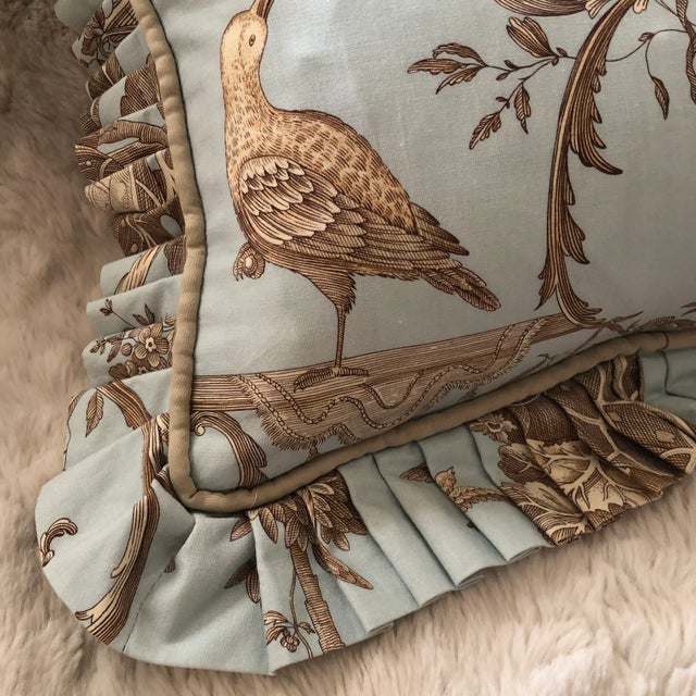 Vintage Brunschwig & Fils Kininvie Toile Euro Pillow With Down Feather Insert For Sale - Image 11 of 12