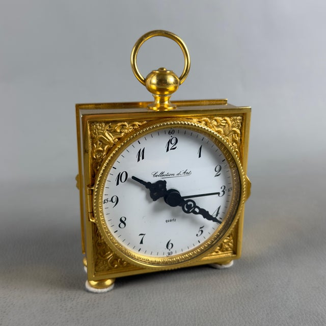Table Clock Collection Dart Gold-Plated Brass Glass Quartz, Italy For Sale - Image 11 of 11