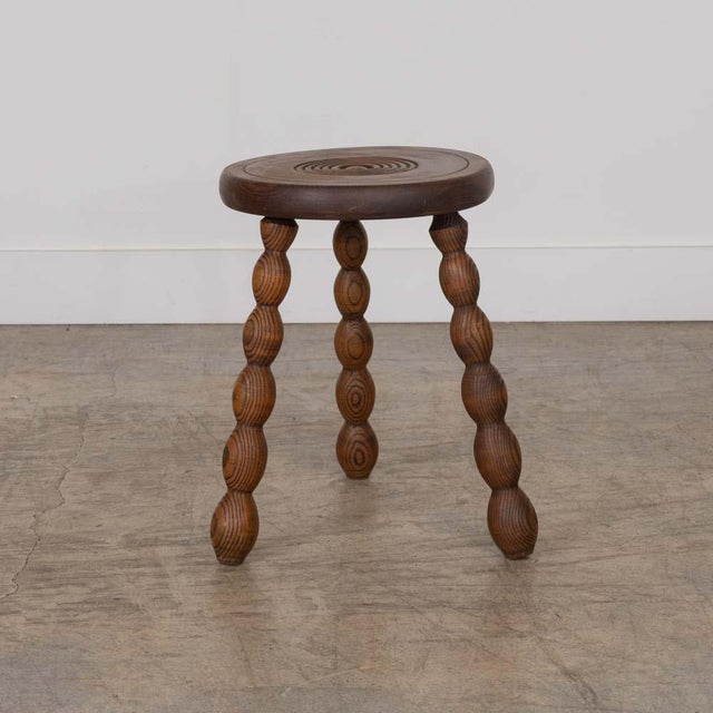 1950s French Wood Tripod Stool For Sale In Los Angeles - Image 6 of 10