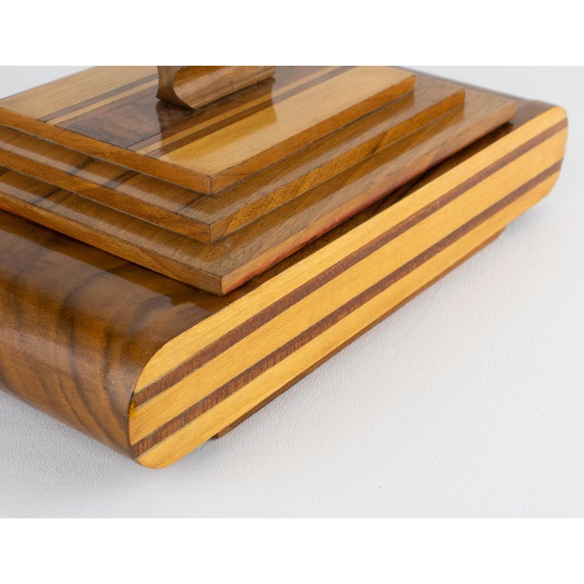 Art Deco Art Deco Wood Marquetry Geometric Skyscraper Box, circa 1930 For Sale - Image 3 of 12