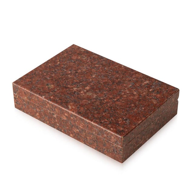 Vintage Italian Red Fire Granite Box For Sale - Image 3 of 11