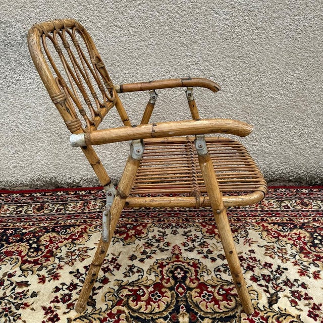 Rattan Folding Armchairs, 1960, Set of 4 For Sale - Image 6 of 18