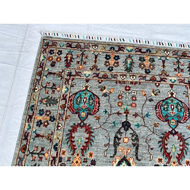 Gray Slate Grey Persian Sarouk Hand-Knotted Wool Rug - 3'10" X 5'9" For Sale - Image 8 of 9