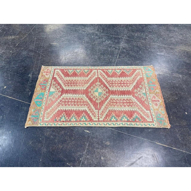 Turkish Turkish Mini Rug Oriental Hand Knotted Vintage Rug 1'8" x 2'11" #17201 For Sale - Image 3 of 8