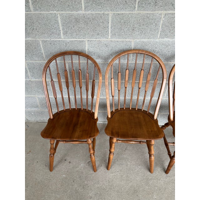 Description: Custom Set of 4 High Quality Hoop Back Maple Side Chairs. Original Super Clean finish. In Very Good...