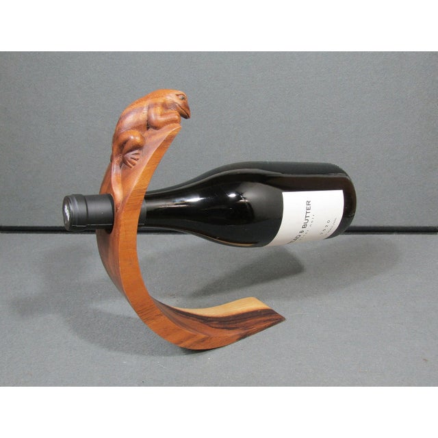 Modern Signed Nengah Sudarsana Balinese Suar Wood Lizard Wine Bottle Holder For Sale - Image 13 of 13