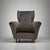 Beautiful single Italian Modernist wing chair in the style of Gio Ponti. Newly, newly reupholstered with grey velvet with...