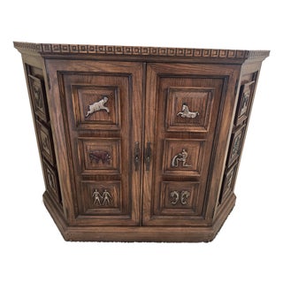 Vintage Romweber Viking Oak Zodiac Console Cabinet For Sale