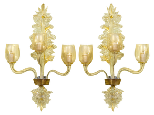 Wall Sconces in Murano Glass by Archimede Seguso for Seguso, 1940, Set of 2