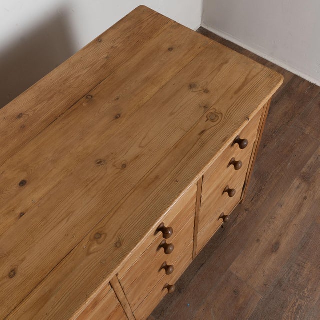 19th Century Pine 16 Drawer Apothecary Counter Console For Sale - Image 6 of 15