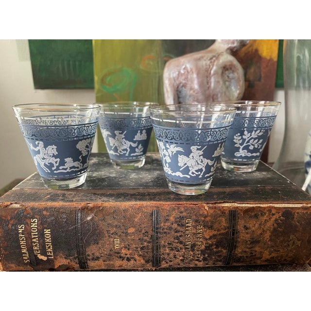 Set of Four (4) Blue 1960s Hellenic Cocktail Glasses For Sale - Image 4 of 6