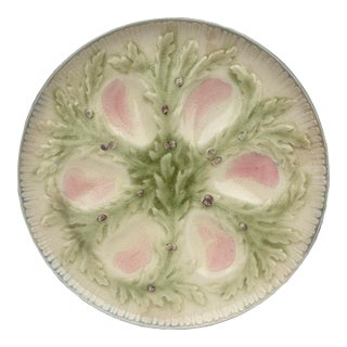 French Majolica Oyster Plate Choisy-Le-Roi, Circa 1880 For Sale