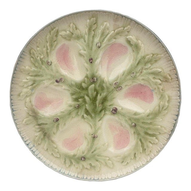 French Majolica Oyster Plate Choisy-Le-Roi, Circa 1880 For Sale