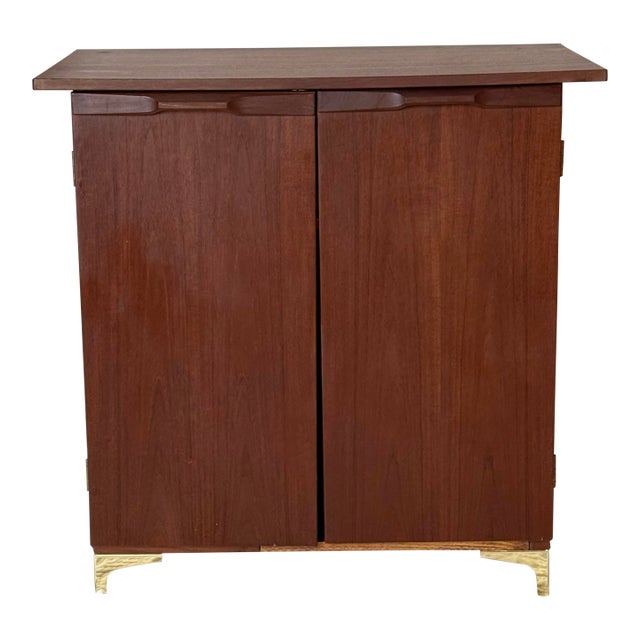 Vintage 1970s MCM Teak Wood Converted Bar Cabinet For Sale
