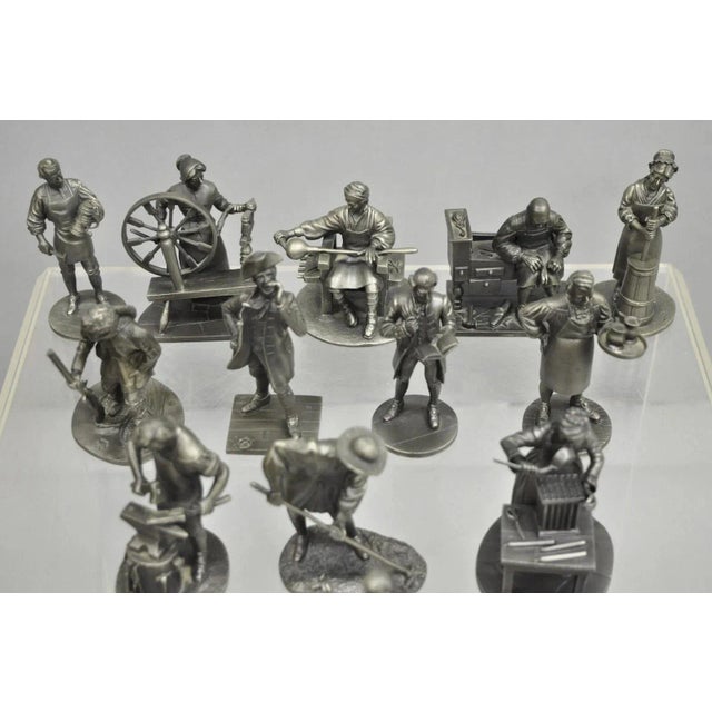 Vintage Franklin Mint 1974 Pewter People of Colonial America Full Figurine Set- 13 Pieces For Sale - Image 12 of 14