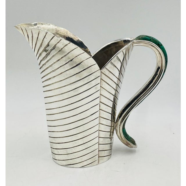 1980s 1980s Emilia Castillo Leaf-Form Silver Pitcher With Dragonfly Detail For Sale - Image 5 of 18
