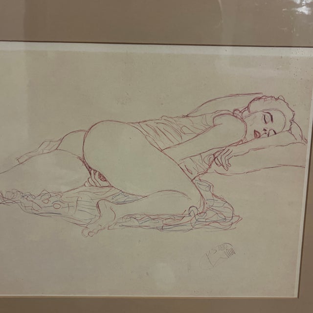 1910s Original Print on Collectors Paper of Pencil Drawing of Gustav Klimt 1910 Pencil Drawing For Sale - Image 5 of 10