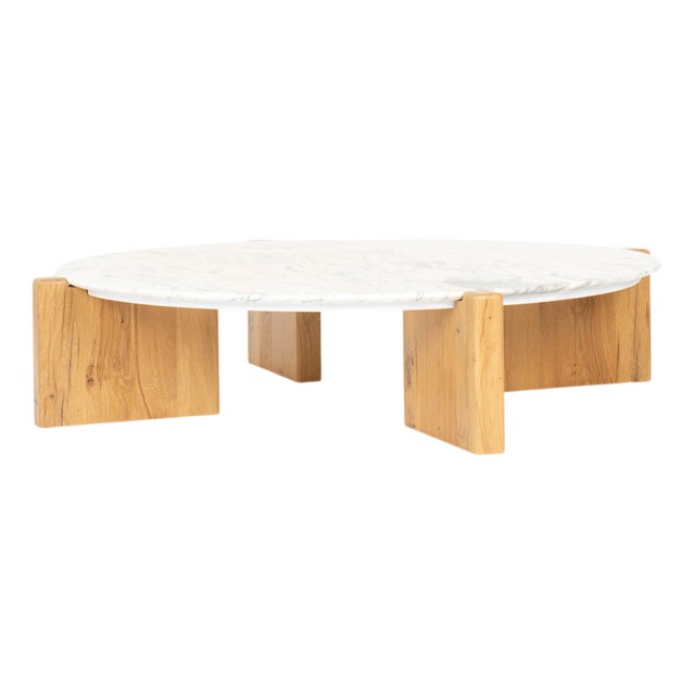 Round Coffee Table with Calacatta Marble Top, 1970s For Sale