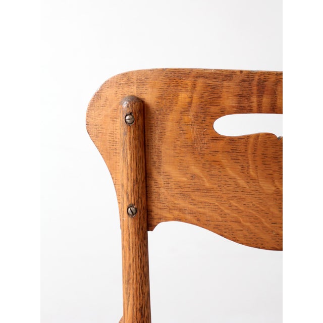 Antique Arts & Crafts Oak Side Chair For Sale - Image 14 of 17