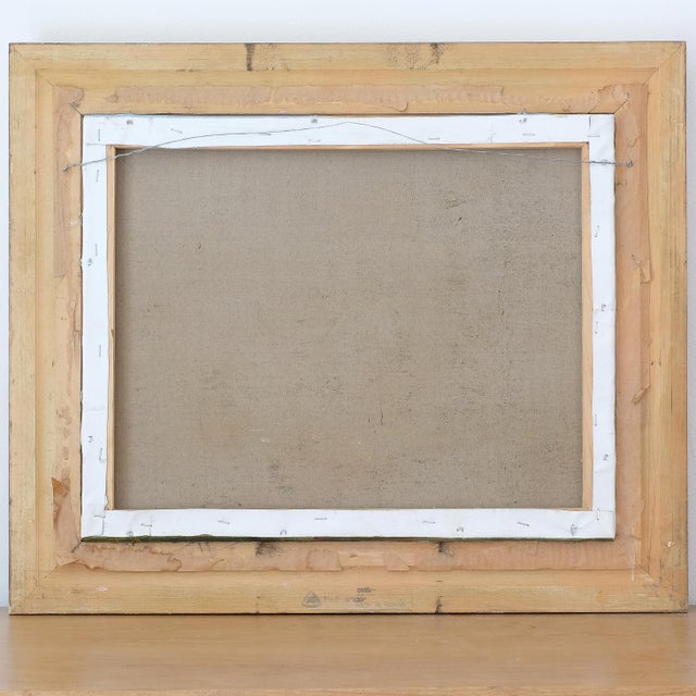 Gorgeous detailed landscape painting, set in a gold wooden frame.