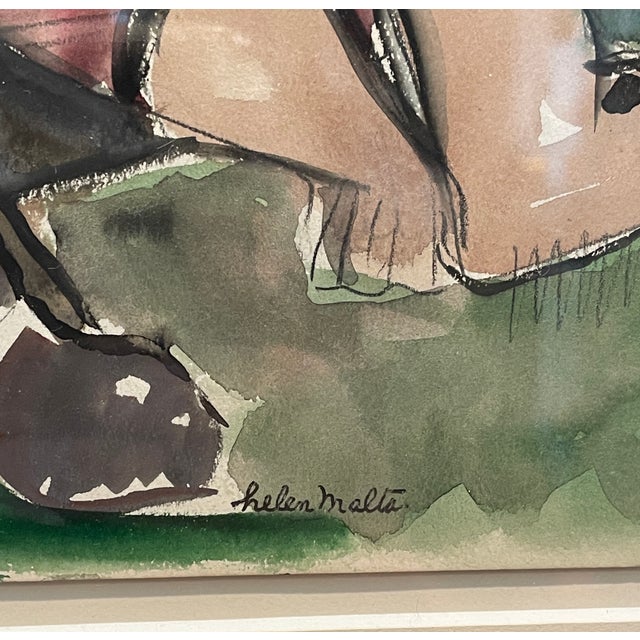 Framed Helen Malta Queens New York Ozone Park Watercolor For Sale - Image 4 of 4