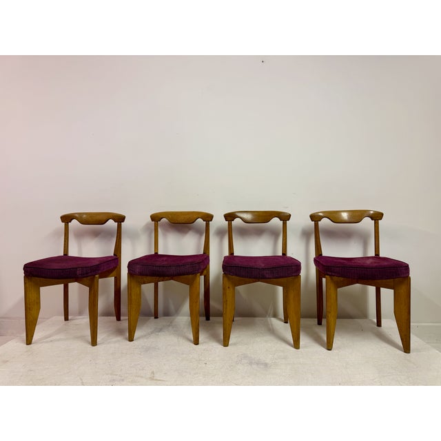 Mid-Century Oak Dining Chairs by Guillerme et Chambron, 1960s, Set of 4 For Sale - Image 6 of 16