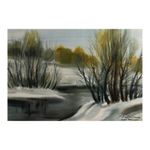 Paul Duskins Winter Landscape 1975 Painting