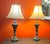 Hollywood Regency 1980s Table Lamps, 3-Way Lighting With Fabric Shades - A Pair For Sale - Image 3 of 8