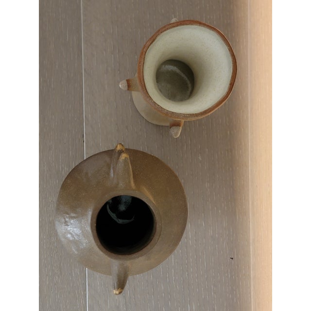 Carol Pilecki Sculptural Ceramic Hand-Built Horned Vases - A Pair For Sale - Image 13 of 13