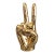 Vintage Metallic Gold Coated Brass Peace Victory Hand Gesture For Sale