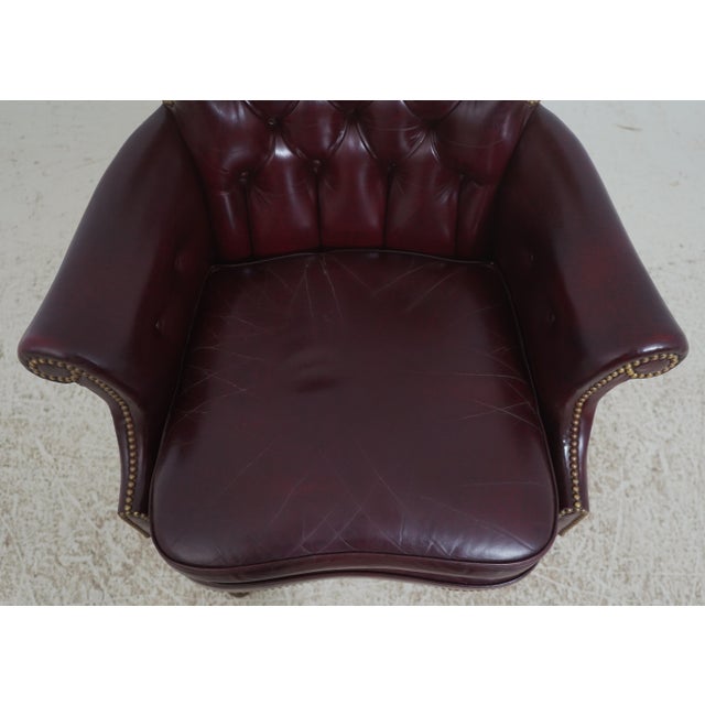 Burgundy Kittinger Burgundy Tufted Leather Executive Desk Chair For Sale - Image 8 of 18