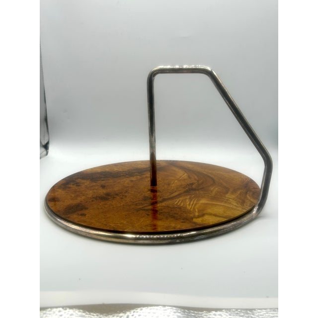 Mid-Century Italian Silverplate and Faux-Bois Serving Tray, For Sale - Image 9 of 15