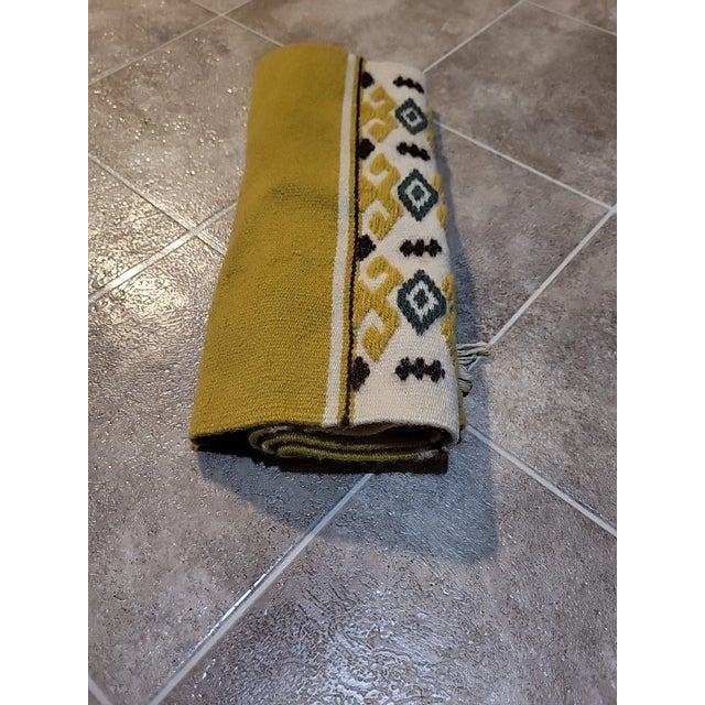 Yellow Turkish Vintage Handmade Woven Wool Runner Rug For Sale - Image 8 of 8