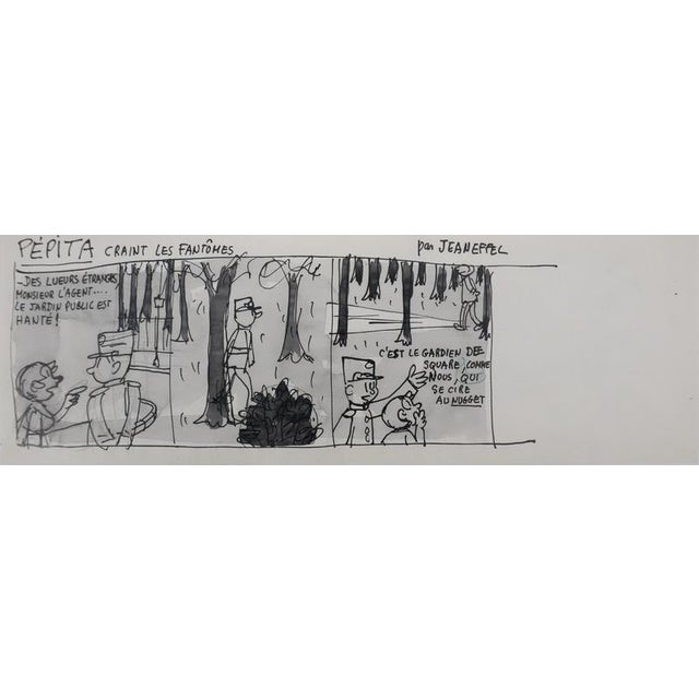 Jean Effel, Nugget Shoe Polish, Pepita Afraid of Ghosts, Ink and Graphite on Paper For Sale - Image 9 of 9