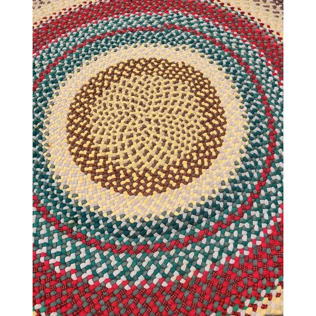 Rustic Wool Round Braided Round Floor Mat 7 Ft For Sale - Image 3 of 8
