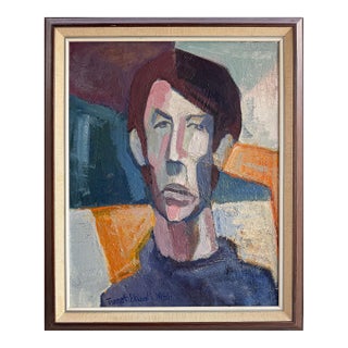 1966 Abstract Swedish Modern Portrait Painting by Thomas Ekvall For Sale