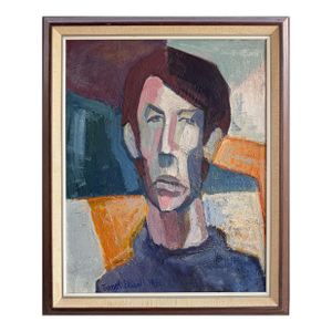 1966 Abstract Swedish Modern Portrait Painting by Thomas Ekvall