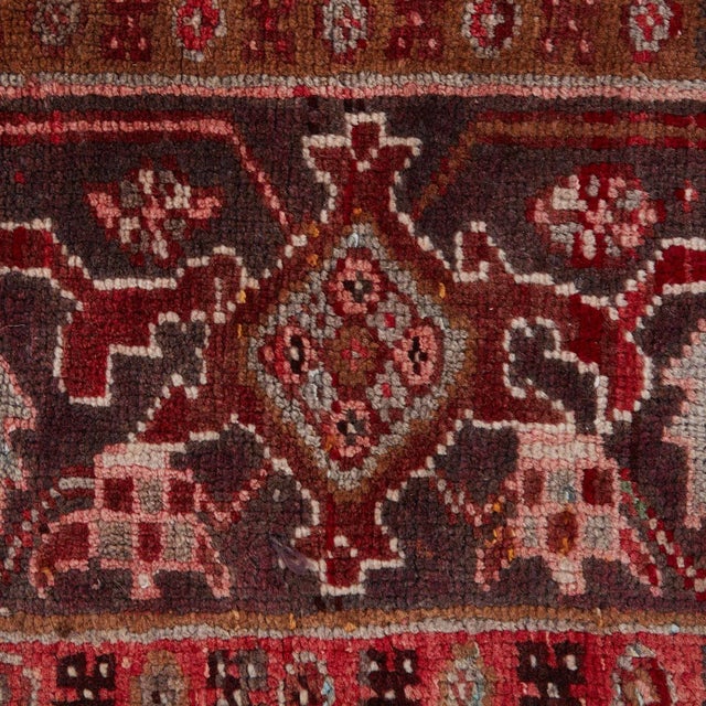 Wine Vintage Persian Heriz Wool Rug For Sale - Image 8 of 13