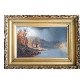19th Century Hudson River School Painting of Adirondack Lake by William Richardson Tyler For Sale
