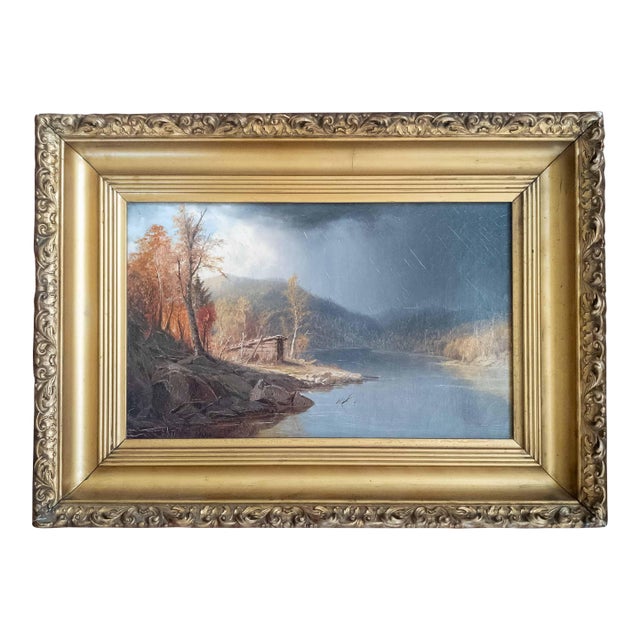 19th Century Hudson River School Painting of Adirondack Lake by William Richardson Tyler For Sale