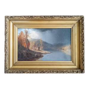 19th Century Hudson River School Painting of Adirondack Lake by William Richardson Tyler