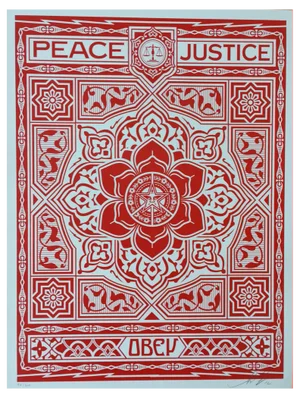 Shepard Fairey (Obey), Peace and Justice Ornament Black, 2012, Screenprint