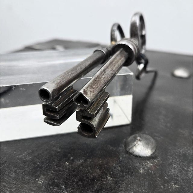 Antique Italian Wrought Iron Hobnail Safe Strong Box or Bar Cabinet, 18th Century For Sale - Image 6 of 10