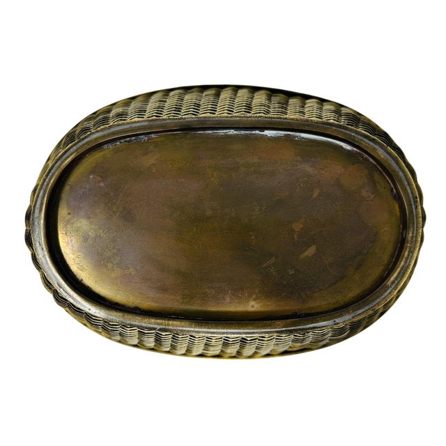 Mid-Century Hollywood Regency Woven Brass Centerpiece Basket - 1970s For Sale - Image 15 of 15