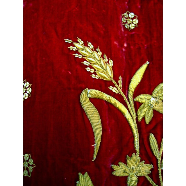 Red Religious Altar Gold Embroidery on Red Velvet 19 Century For Sale - Image 8 of 15