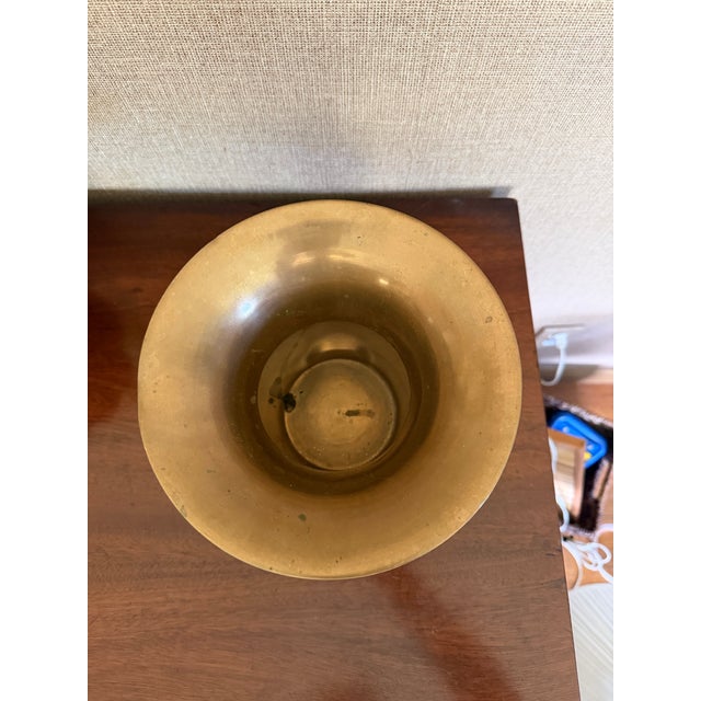 Mid 20th Century Vintage Solid Brass Vase With Ring Handles For Sale - Image 5 of 8