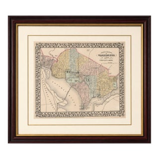Late 19th Century S. Augustus Mitchell - Plan of the City of Washington, Hand-Colored Engraved Map For Sale