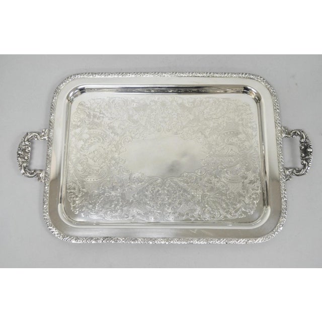 Vintage Victorian Silver Plated Twin Handle Platter Bar Tray by Henley Community For Sale - Image 13 of 13