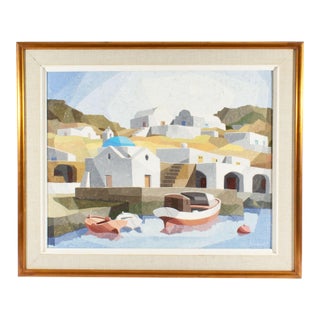 Oil on Board Painting of Greece by Manos Sofianos For Sale