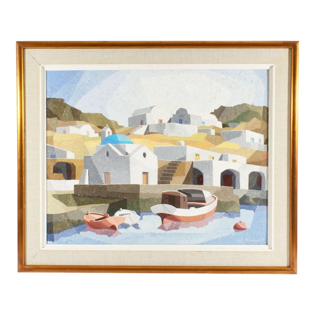 Oil on Board Painting of Greece by Manos Sofianos For Sale
